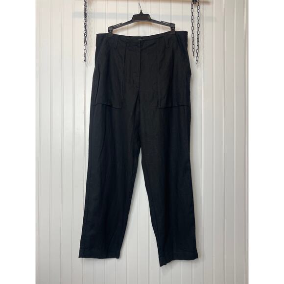 NWT J. Crew Seaside Cargo Pants Black High Waist Linen-TENCEL Lyocell Blend 12 - Picture 1 of 7